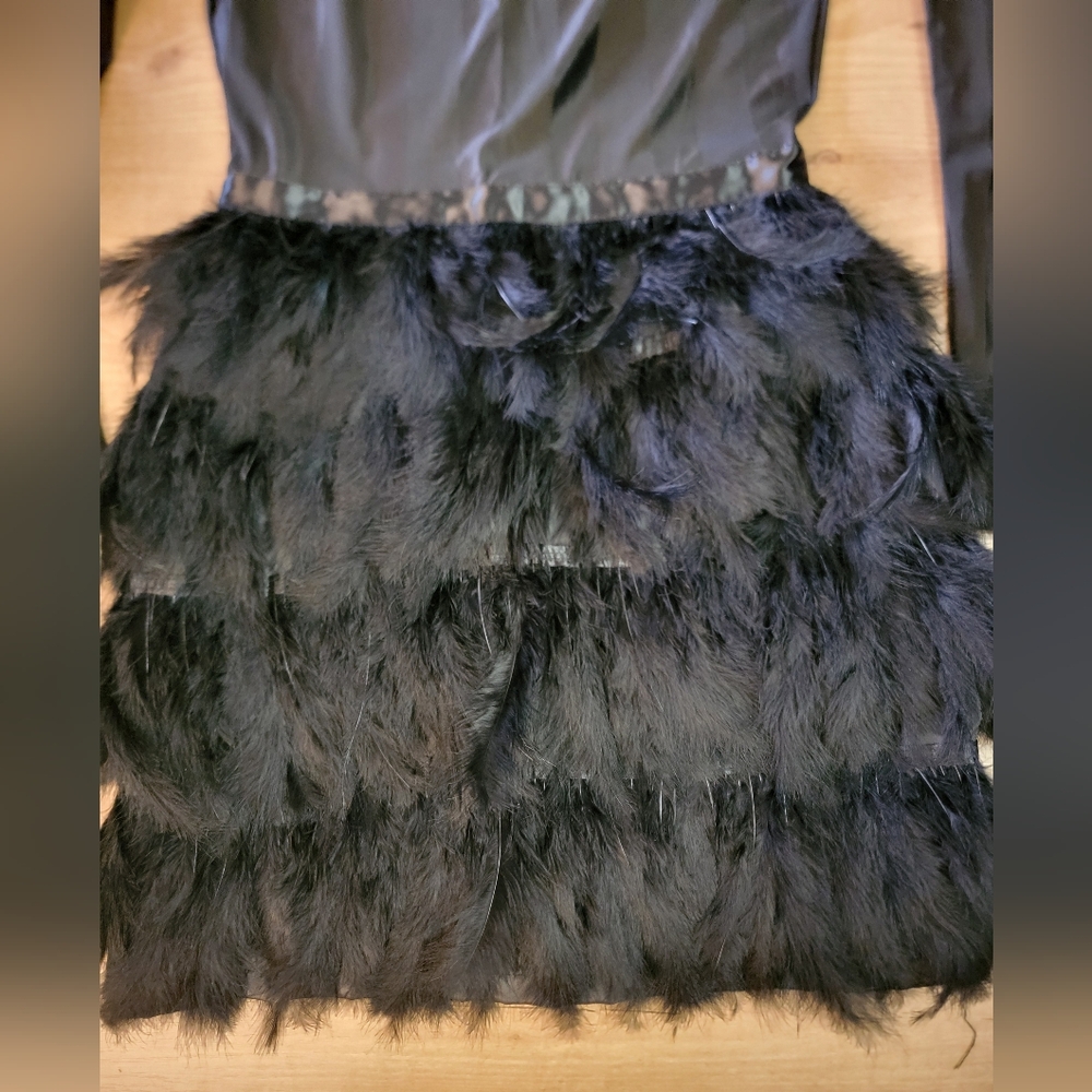 PrettyLittleThing  Black Feather Bottom Dress - Picture 9 of 14